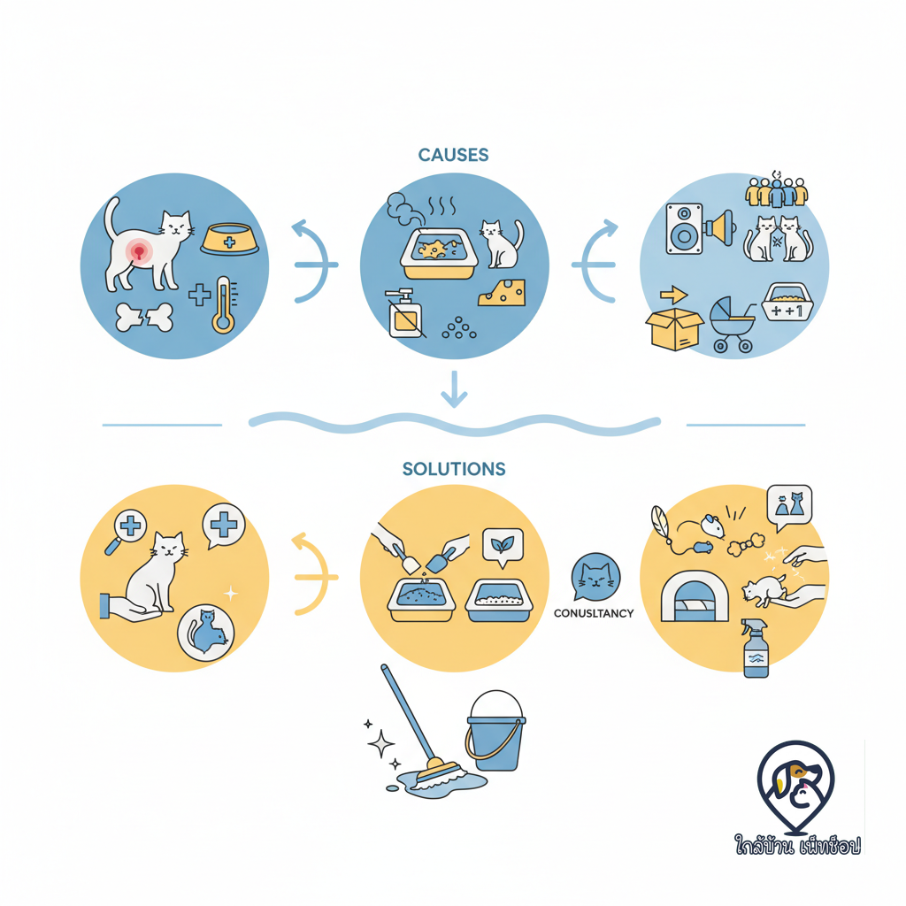 อินโฟกราฟิก: เจาะลึก! ทำไมแมวฉี่ไม่เป็นที่? พร้อมวิธีแก้ปัญหาฉบับทาสแมว
